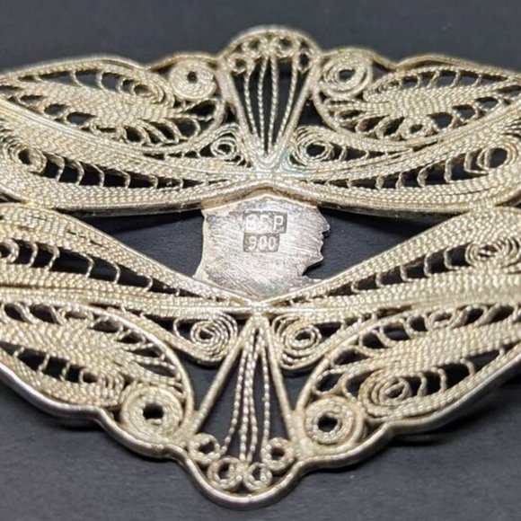 Vintage Silver Filigree Egyptian Llama Story Teller Panel Link 900 Bracelet Cuff - Picture 5 of 9